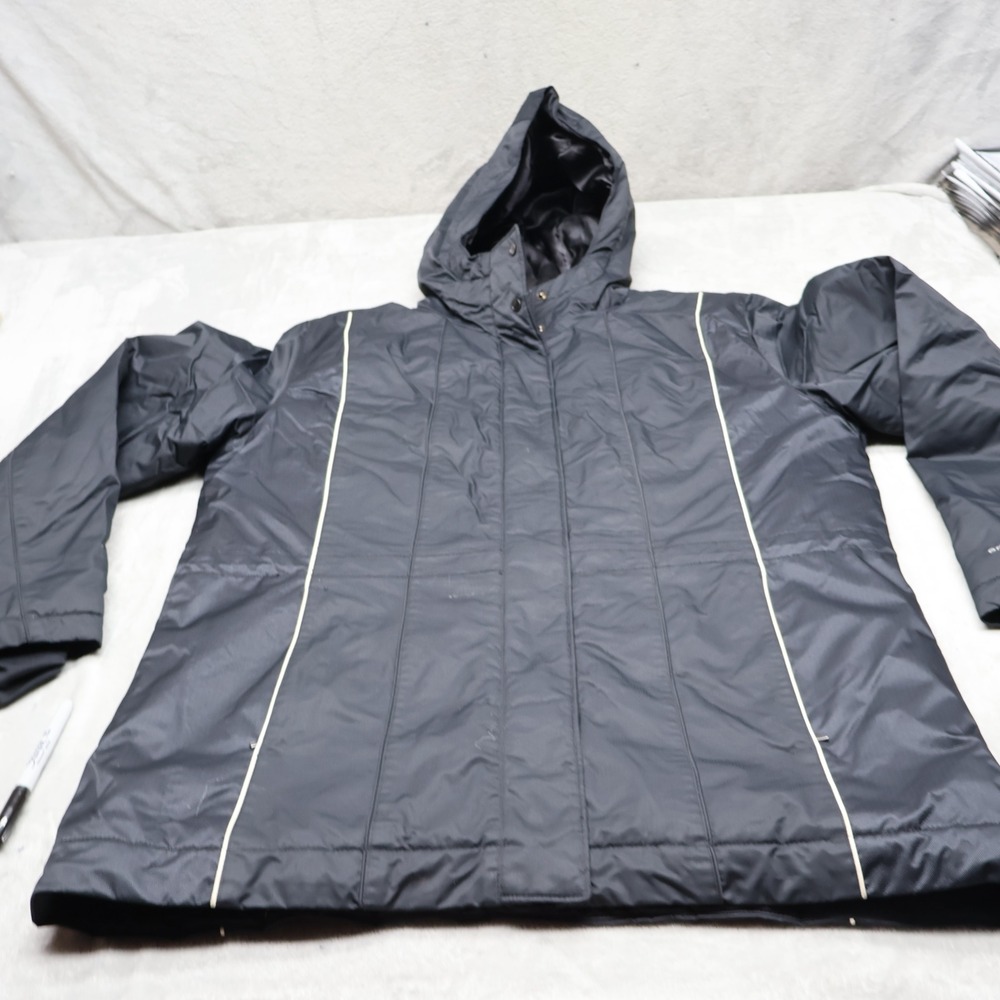 Columbia Jacket Womens XL Black Insulated Quilt Lined Waterproof Parka Outdoor